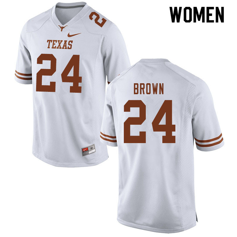Women #24 Derrian Brown Texas Longhorns College Football Jerseys Sale-White